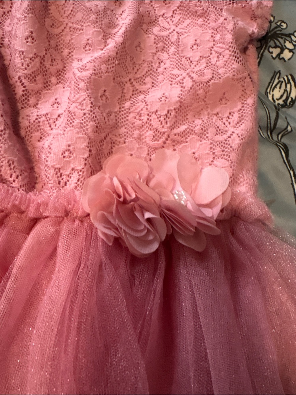 Girls Pink Lace & Tulle Flower Dress